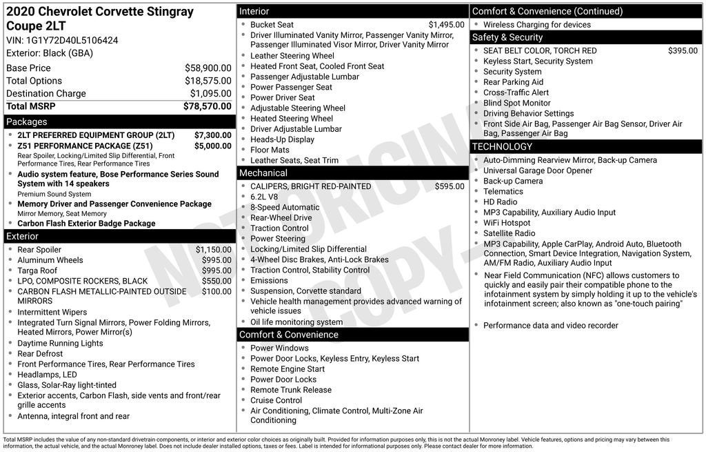 2020 Chevrolet Corvette Stingray 2LT