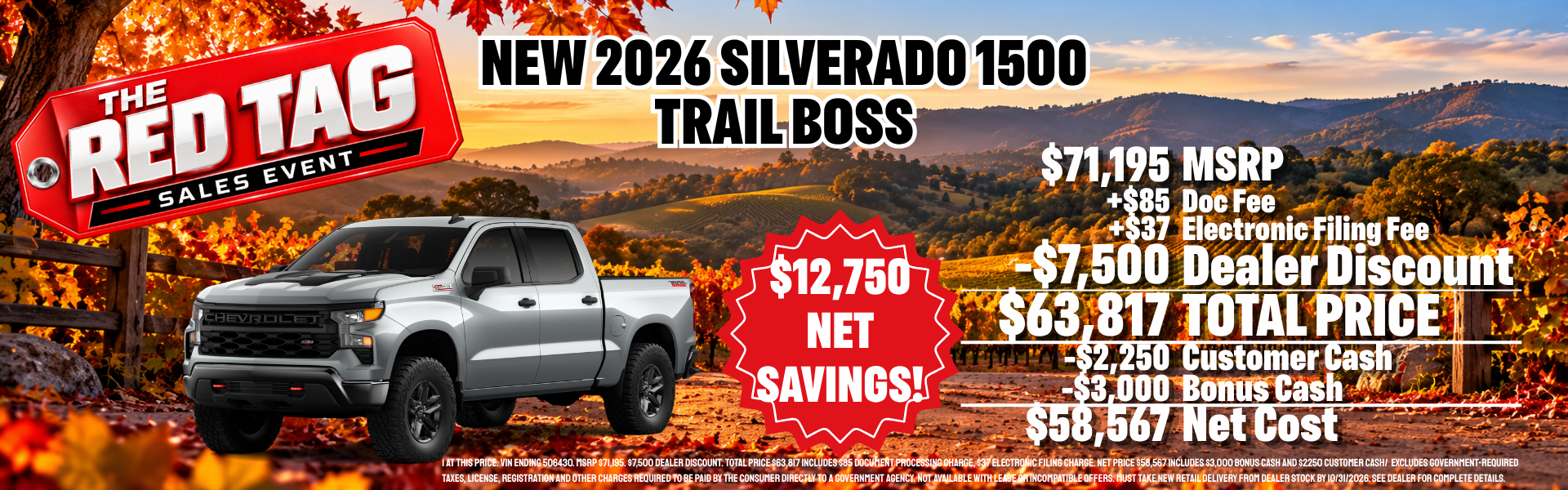 2026 1500 Trail Boss Sale